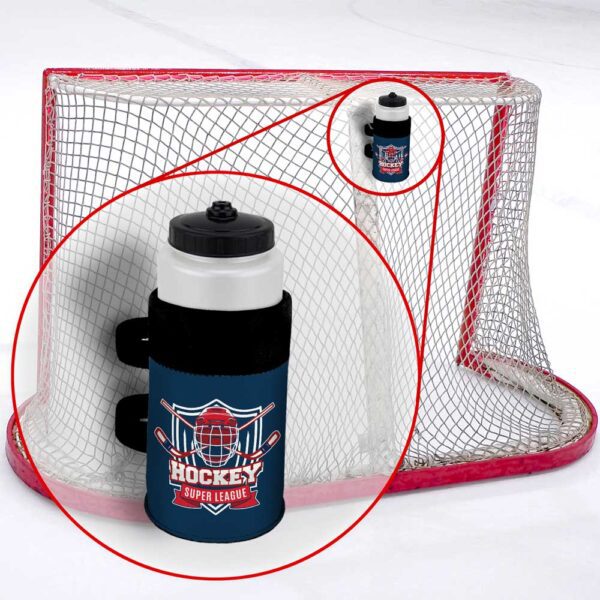 Hockey goalie water bottle.
